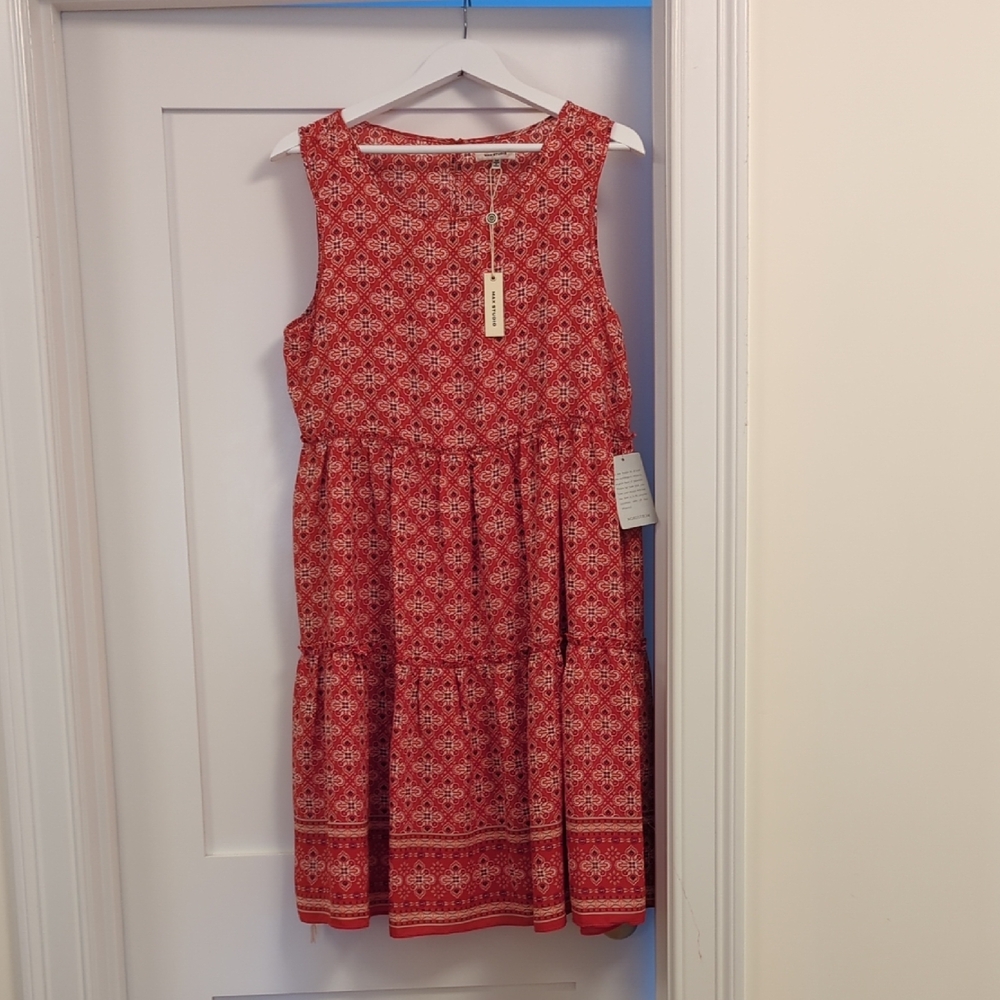 Red Patterned Sleeveless Dress
